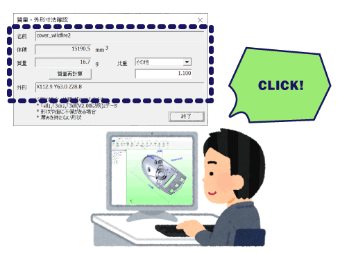 3DFovi最大外形、質量を「１クリック」で計算イメージ画像